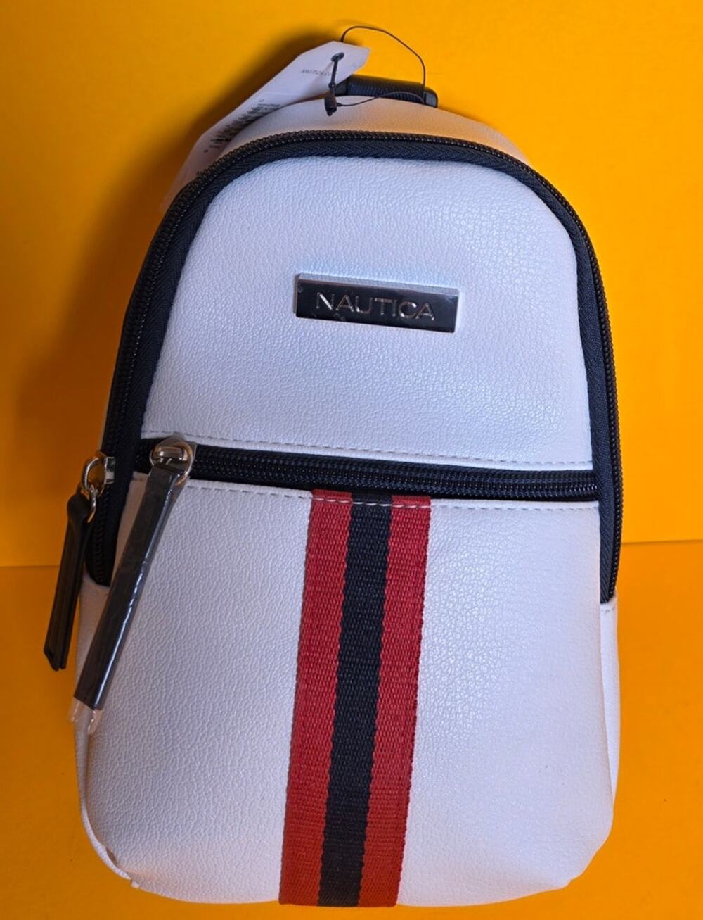 NWT Nautica Bowline Sling Mini Backpack White Navy Red Convertible Bag Purse